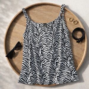 Vintage Y2K Rampage Zebra Print Beaded Tank Top Stretch Size M